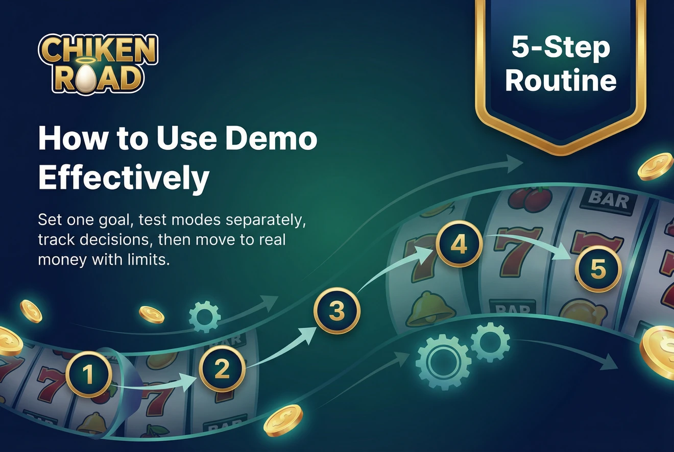 Step-by-step flow for free Chicken Road demo play
